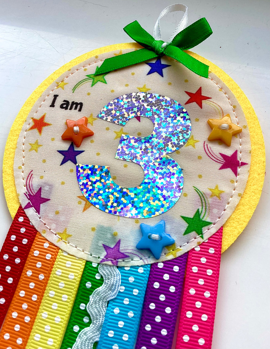 Rainbow Stars Rosette Badge - Ages 3-9 Years